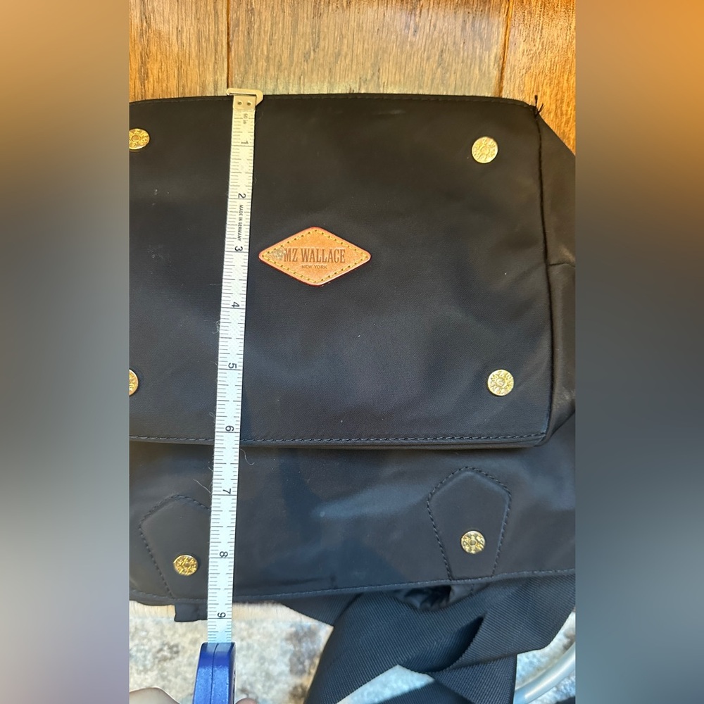 MZ WALLACE Black Nylon Crossbody Large Tote Bag with Small Zip Bag & Red Lining - Picture 8 of 13
